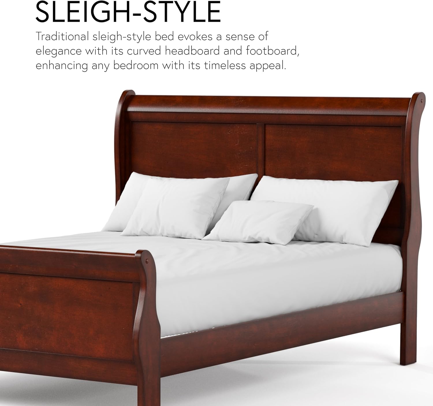 Furniture of America Arabella Traditional Solid Wood 3 Piece Bedroom Set, King Bed Frame and Nightstands Set of 2, Chic Sleigh Design Bedframe with Headboard and Footboard, Box Spring Needed, White