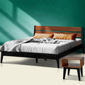 Acacia Callisto Bed Frame with Headboard Solid Wood Platform Bed, 800 lbs Capacity Bed Frame, Contemporary Signature Wood Bed Compatible with All Mattress Types (Black Ristretto + Nighstand, King)