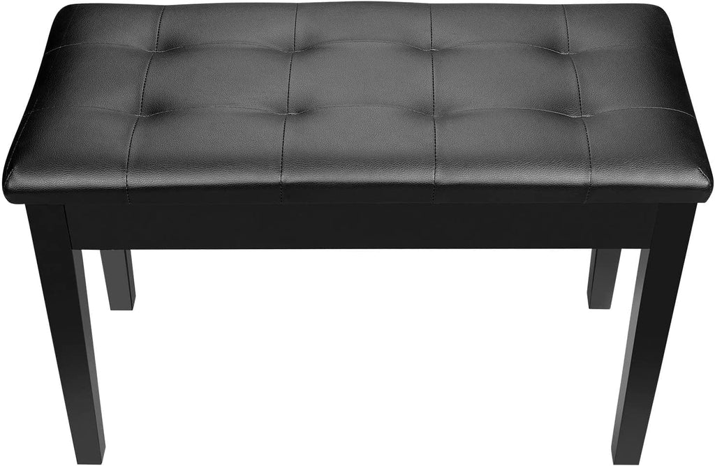 Setting Piano Bench with Storage Compartment, Thick Padded Leather Cushion Keyboard Bench for Music Books, Vanity Stool, Tufted Wooden Seat, 29x13x19 Inches (440LB Capacity) (Black)