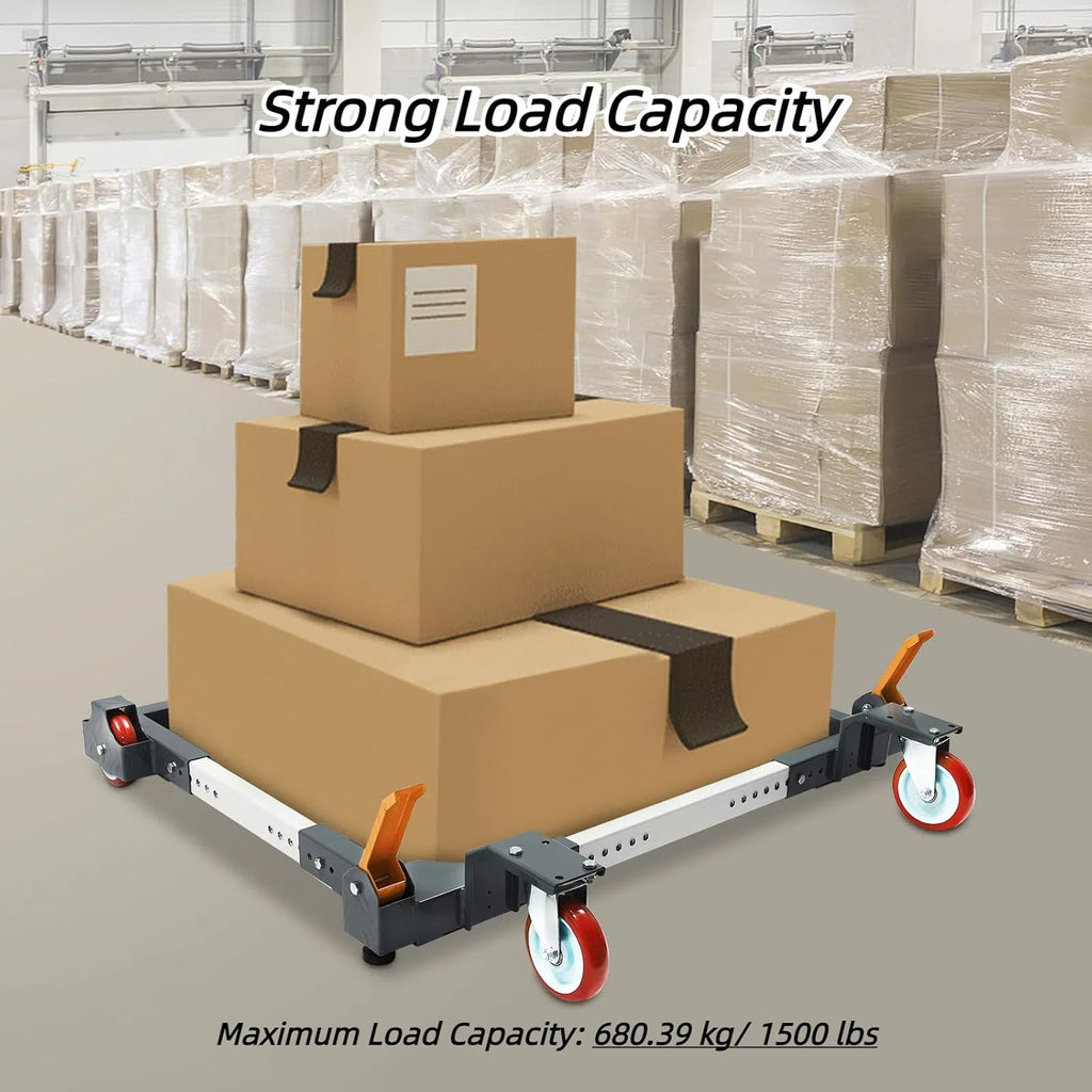Adjustable Mobile Base Universal Heavy Duty Mobile Base for Shop Equipment, Roller Stand for Tools and Machines, Steel Rolling Base, 1500 lbs Load Capacity