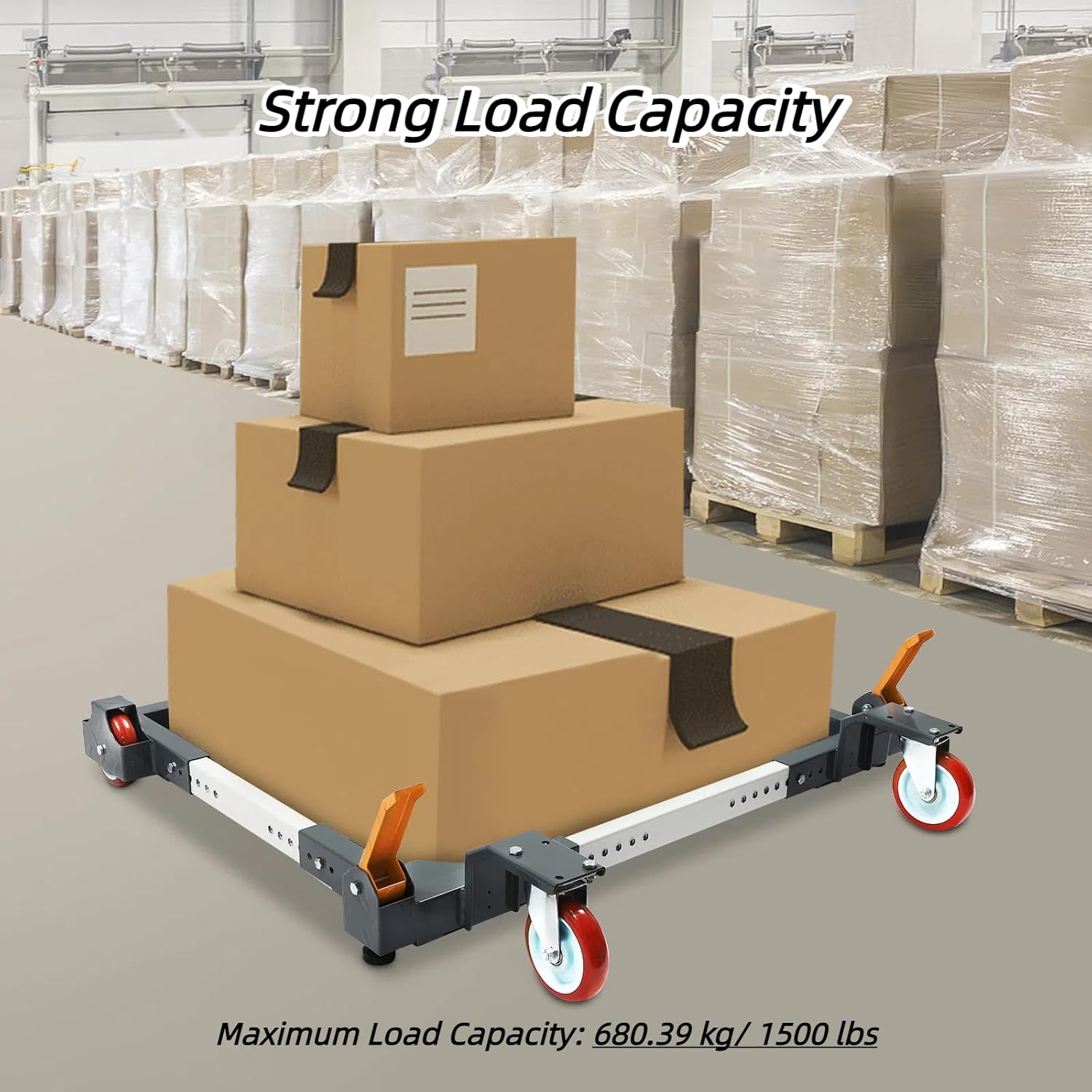 Adjustable Mobile Base Universal Heavy Duty Mobile Base for Shop Equipment, Roller Stand for Tools and Machines, Steel Rolling Base, 1500 lbs Load Capacity