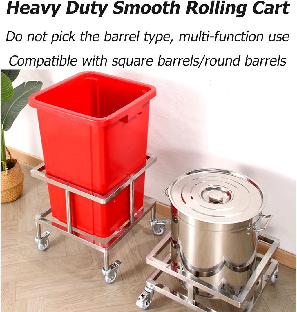 Heavy-Duty Dolly Rolling Cart with Stainless Steel Platform Base, Ideal for Plant Pots, Fryer Grease Buckets, and Car Washing Accessories, Easy Mobility Wheels