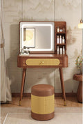 Vanity Desk with Mirror and Lights Small Vanity Desk White Vanity with Lighted Mirror Reasonable partition Rounded Corner Design Spacious countertop Thick Panel Suitable,A-60 * 40 * 77.5 cm