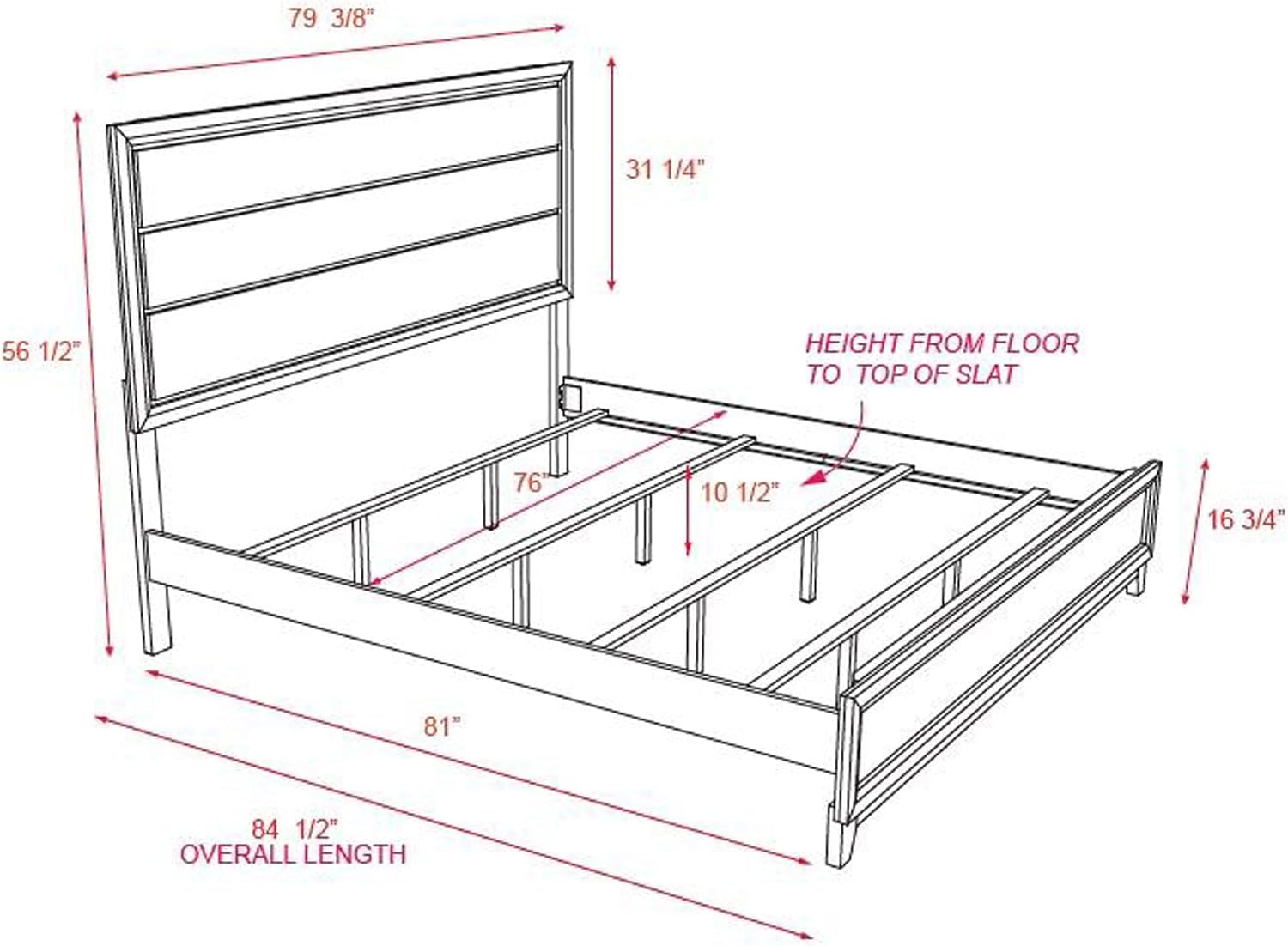 Kings Brand Furniture 2-Piece Deep Gray Finish with Tapered Legs & Matte Black Hardware Bedroom Set – Rustic Bedroom Furniture King Size Wood Bed Frame with 1 Nightstand