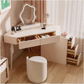 Makeup Vanity Desk Modern Vanity Desk, White Corner Table, Small Space Makeup with Mirror and 5 Drawers(Small)