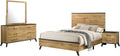 Benzara Wemy 4 Piece King Size Bed Set, Rustic Brown Pine Wood, Tapered Legs