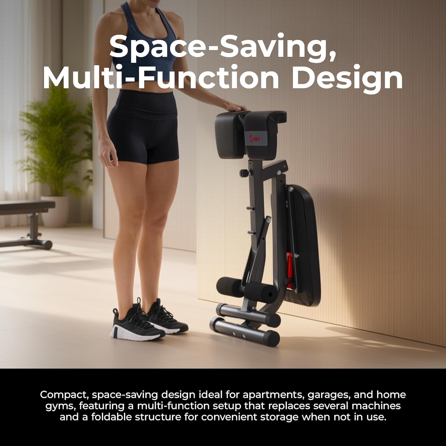 Sunny Health & Fitness Multi-Function Roman Chair with Dip Station & Sit-Up Bench, Adjustable Heavy-Duty Strength Training Equipment for Glutes, Core & Lower Body Workouts, Hyperextension Machine for Home Gym