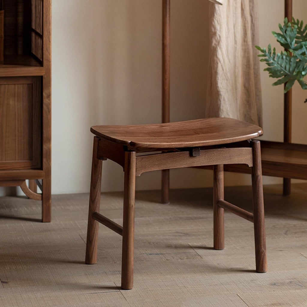 Solid Wood Vanity Chair, Bedroom Vanity Stool, Mortise and Tenon Structure, Rounded Corners, Widened Seat, Simple Shape, Multifunctional,Beige-One Size