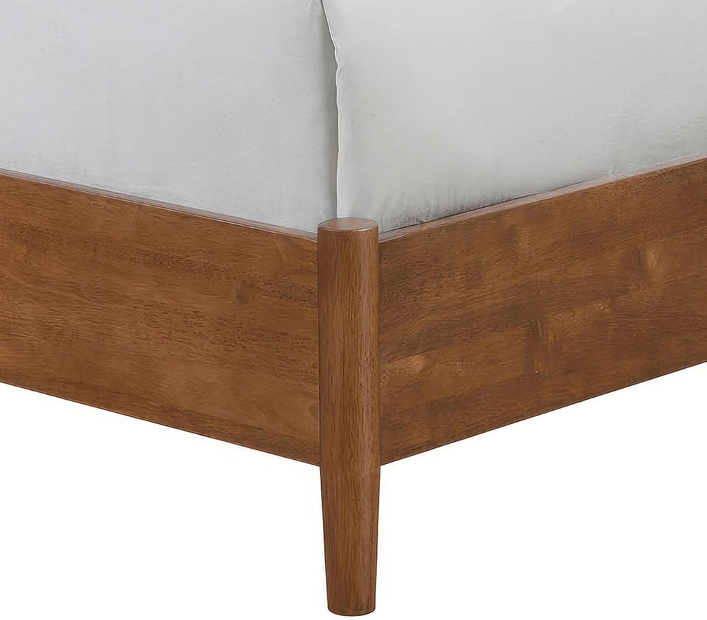 Furniture of America Wyatt Modern Solid Wood King Bed Frame with Headboard, Wooden Bedframe for Bedroom, Guest Room, No Box Spring Needed, Walnut, Standard Platform