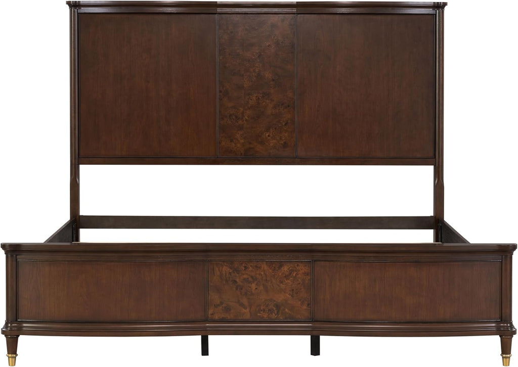 Furniture of America Aiyana Solid Wood 2-Piece Bedroom Set with LED on Headboard Bed, Power Outlet and USB Charging Ports on Nightstand, Box Spring Required, King, Dark Cherry