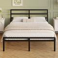 Lutown-Teen California King Bed Frame with Headboard and Footboard, 12 Inch Classic Metal Platform Bed Frame, Under Bed Storage, No Box Spring Needed, Easy Assembly, Noise Free, Black