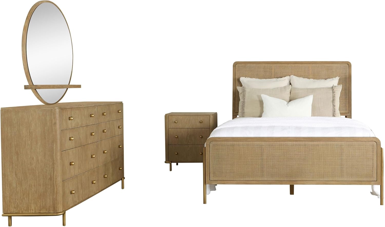 Sand Wash/Natural Cane 4-piece Eastern King Bedroom Set