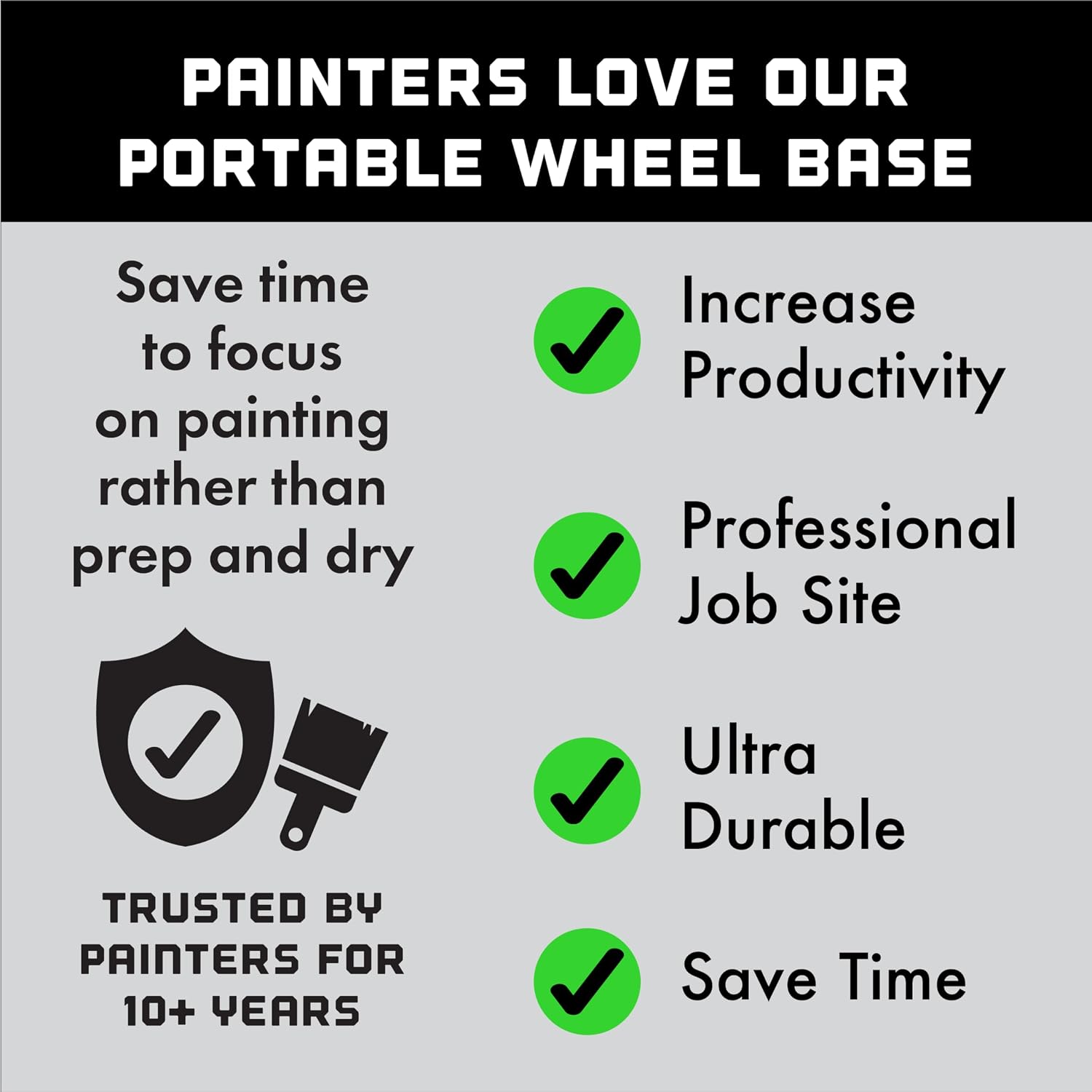 Portable Wheel Base for 10 Level Paint Drying Rack, Make Your 10 Level System Mobile, Create Space, for All Painters, for Use with Erecta-Rack 10 Level Paint Drying Rack Kit