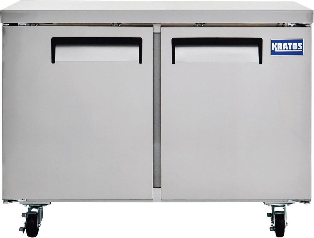Kratos Commercial Refrigerator, 48' Wide Two Drawer Chef's Base, Refrigerated Mobile Equipment Stand for Restaurants, Stainless Steel, 115V, 9.6 Cubic Ft. Capacity (67K-315)