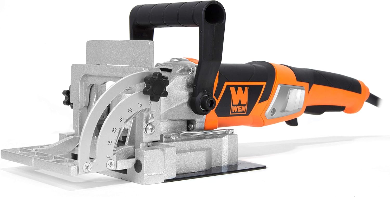 WEN RT1460 6-Amp Handheld 1/4-Inch Variable Speed Laminate Trim Router for Woodworking & JN8504 8.5-Amp Plate and Biscuit Joiner with Case and Biscuits