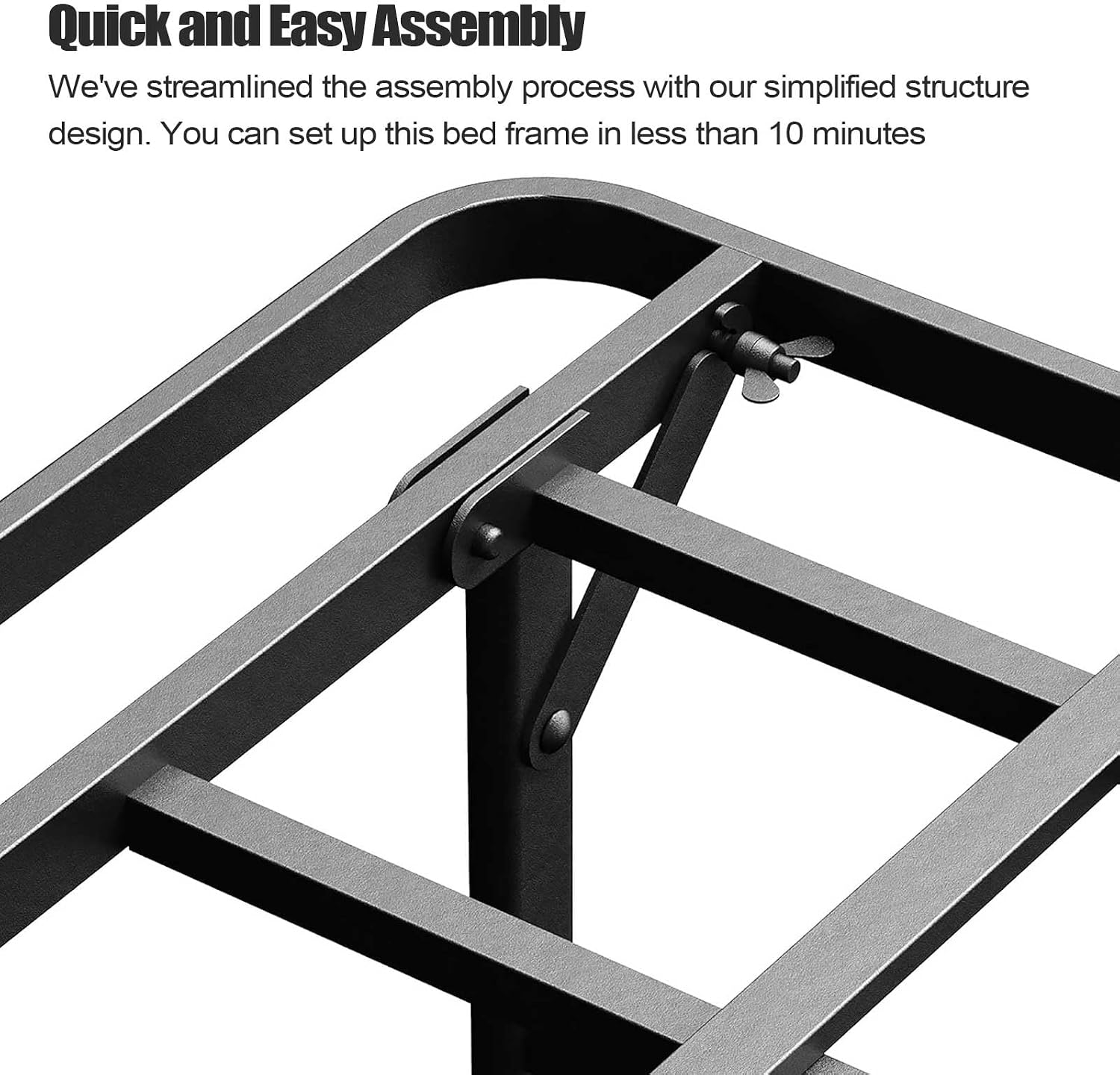 ZIYOO Twin Folding Bed Frames, 16 Inch High Heavy Duty Mattress Foundation, Metal Platform Bed Frame Twin, No Box Spring Needed, Qiuck Assembly, Noise Free, Black