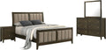 Coaster Home Furnishings Wilkes Transitional 4-Piece Bedroom Set Fabric Upholstered Eastern King Size Panel Bed Frame 51-inch Headboard Dark Cocoa 224421KE-S4