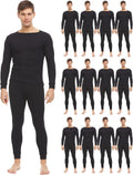 6 Pack of 2pc Thermal Sets for Men, Base Layer Long Johns Underwear, Top & Bottom, Cotton, Solid Colors