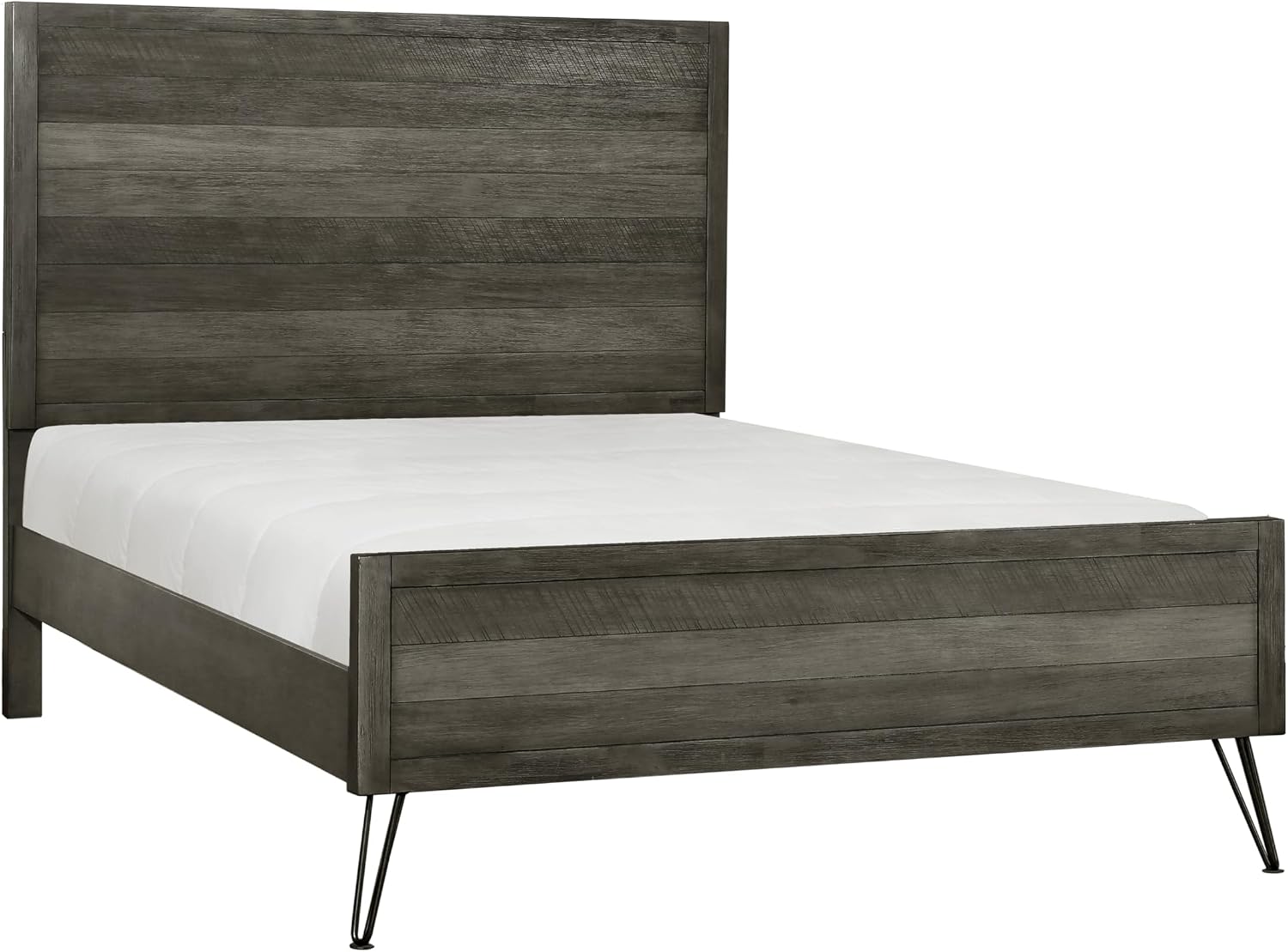 4-Pieces Bed Set Contemporary Style King Size Panel Bed Multi Gray Finish Solid Acacia Wood Bedroom Furniture