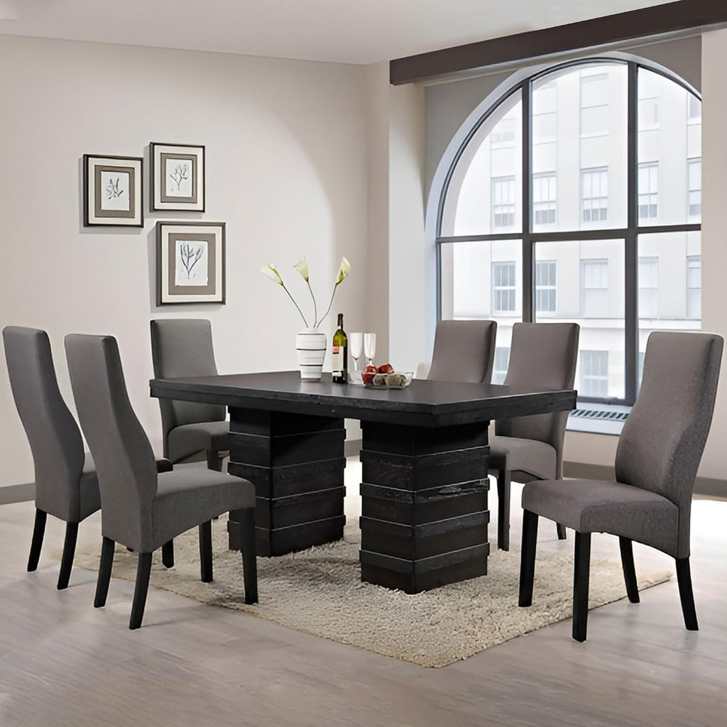 Kings Brand Furniture - Elegant Cappuccino/Grey Upholstered Parsons Dining Kitchen Chairs, Solid Wood Legs and Padded Seat- Set of 2
