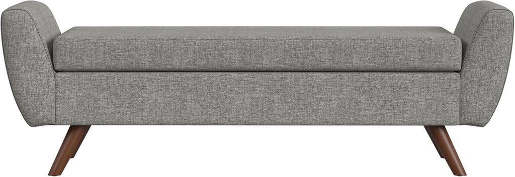 HomePop Modern Storage Bench with Wood Legs |Homepop Home Décor|Bench with Storage for Living Room & Bedroom - Gray Woven