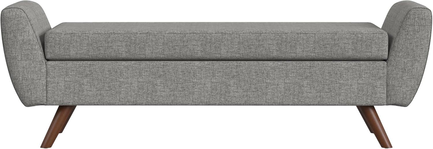 HomePop Modern Storage Bench with Wood Legs |Homepop Home Décor|Bench with Storage for Living Room & Bedroom - Gray Woven