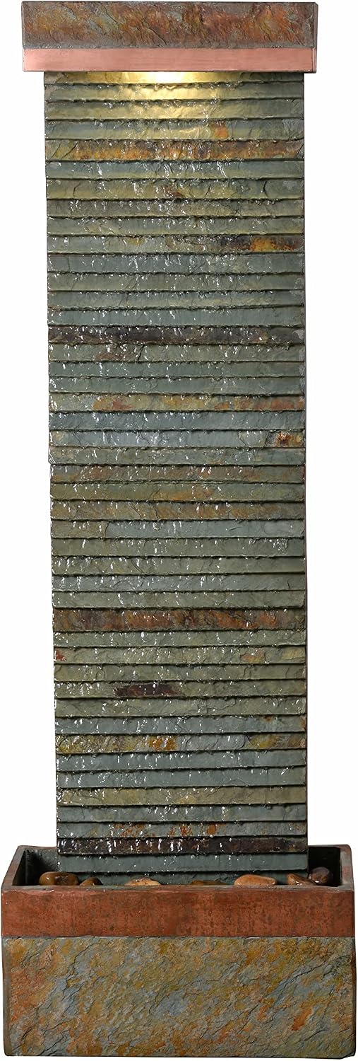 Kenroy Home Stave Indoor/Outdoor Floor Fountain with Copper Finish, Rustic Style, 48' Height, 8' Width, 16' Depth