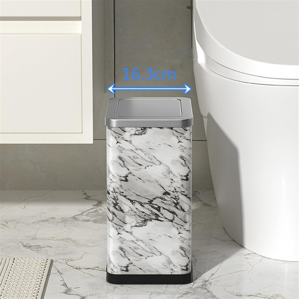 Elegant 10L Stainless Steel Trash Can with Green PU Leather Cover and 360° Swing Lid for Bathroom Bedroom and Office