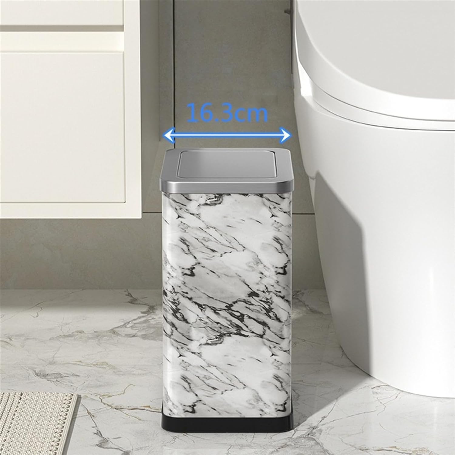 Elegant 10L Stainless Steel Trash Can with Green PU Leather Cover and 360° Swing Lid for Bathroom Bedroom and Office