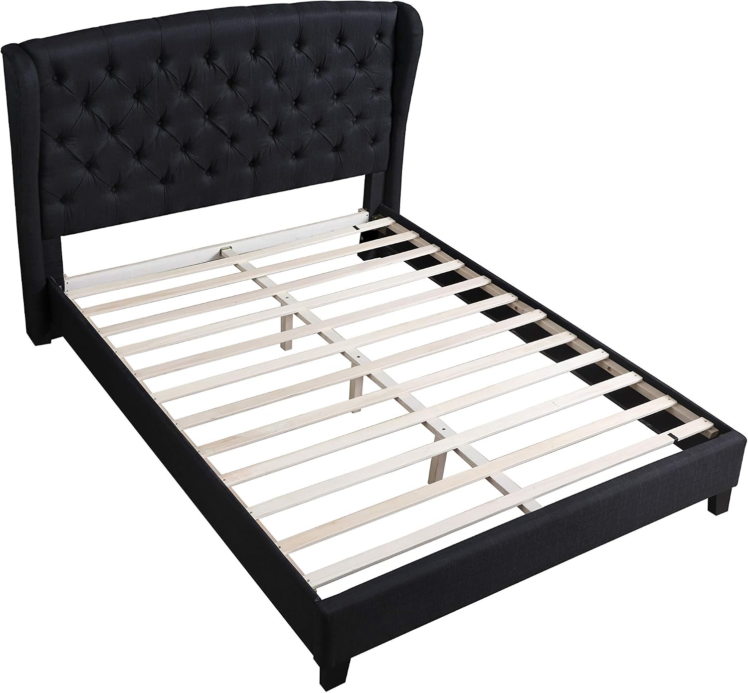 Best Master Furniture YY130 New Tufted with Wingback Platform Bed Black Queen