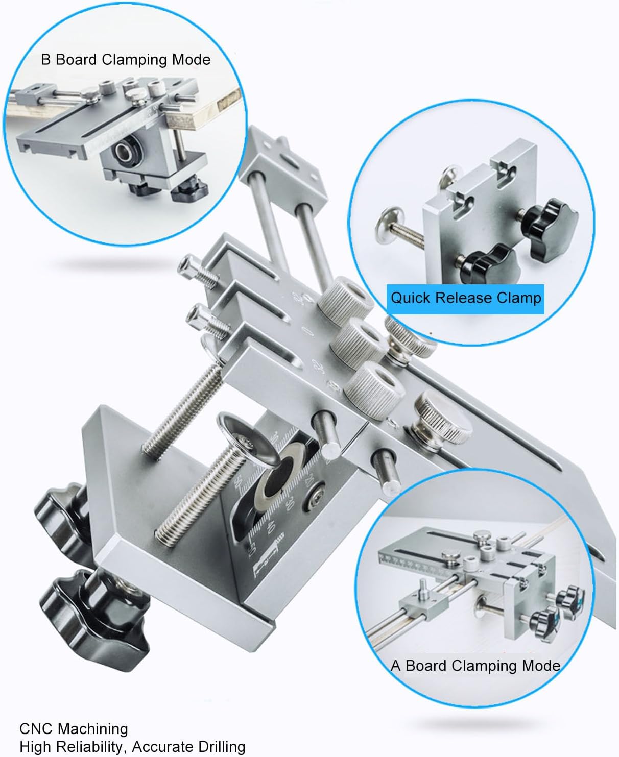 Self Centering Doweling Jig, Adjustable Quick Release 6 8 10mm Drilling Sleeves Dowel Jig Kit 3 in 1 Sturdy Construction Biscuit Joiner Set for Furniture Assembly, DIY Projects