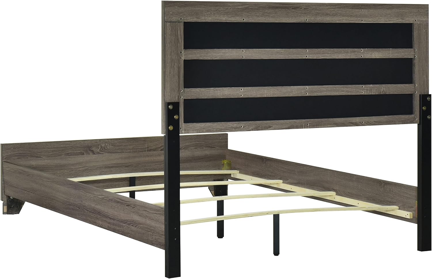 Coaster Home Furnishings Wright Transitional 4-Piece Bedroom Set Fabric Upholstered Eastern King Size Panel Bed Frame 52-inch Headboard Brown Oak 223341KE-S4