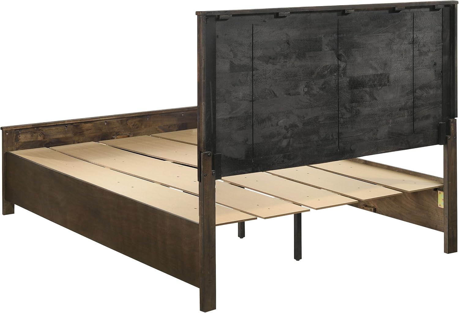 Coaster Home Furnishings - Woodmont - Wood - Queen Panel Bed with Storage Footboard, Block Legs, Horizontal Panel Headboard, and Two Drawers - Bedroom - Rustic Golden Brown - 222631Q