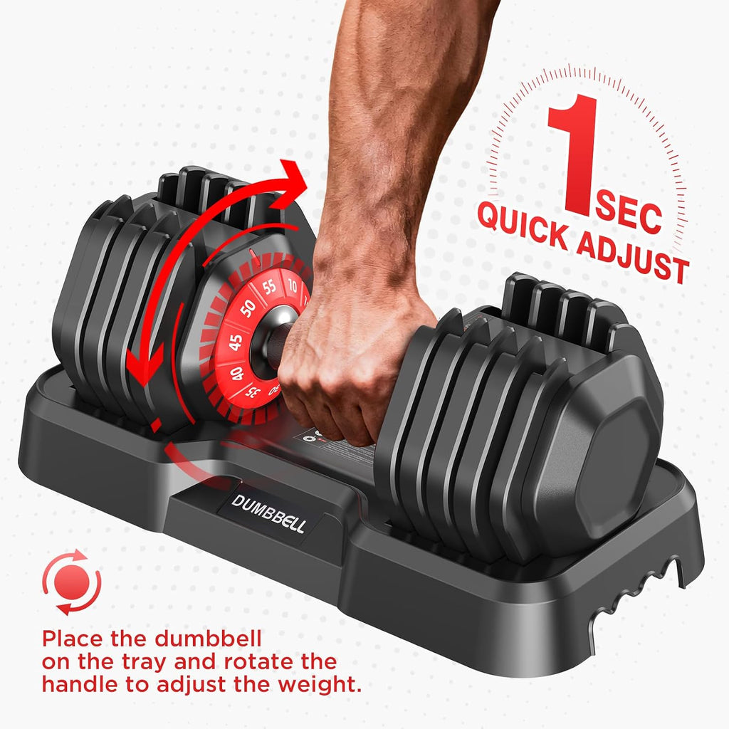 Adjustable Dumbbells Set, 10 in 1/15 in 1 Free Adjustable Weights Dumbbells Set, 25/55/52.5lbs Weights Set with Anti-Slip Handle, Fast Adjust Equipment Compact for Home Gym Strength Training