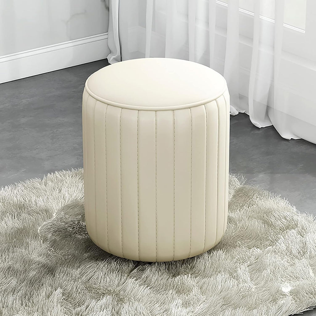 BTZHY Vanity Chair,Faux Leather Vanity Stool, Upholstered Make up Bench, Ottoman Foot Stool, Vanity Chair Tufted Footrest Stool Makeup Stool for Living Room, Dressing Room,B,30cm