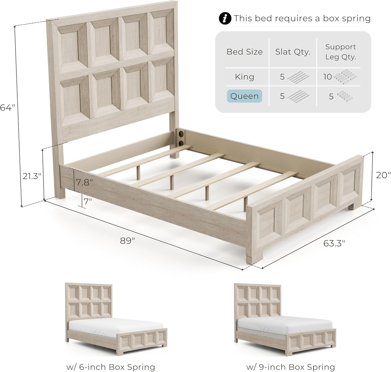 Furniture of America Dannen Modern Classic Solid Wood 3-Piece Bedroom Set, Panel Bedframe, Writing Desk and Wooden Nightstand with USB Ports, Box Spring Needed, Queen, Tawny Brown