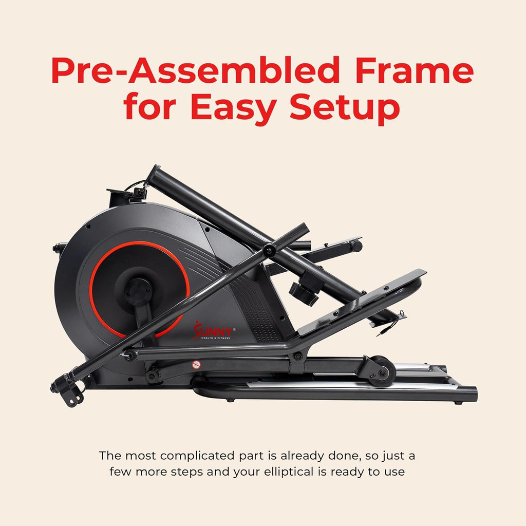 Sunny Health & Fitness Smart Upright Elliptical w/Pulse Sensor Built-in, Indoor Full-Body Cross-Training & Cardio Exercise Machine for Home, Free SunnyFit App Connection