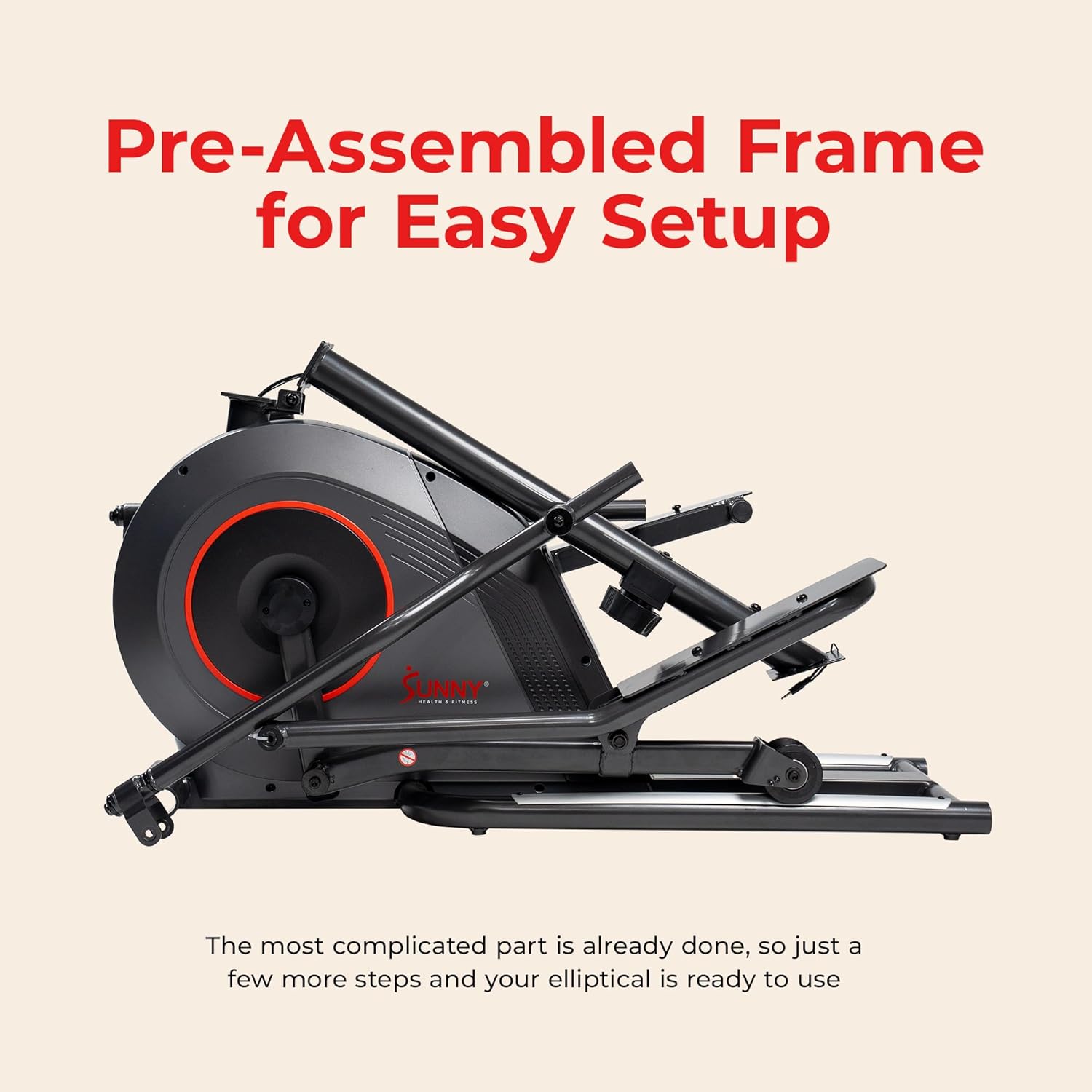 Sunny Health & Fitness Smart Upright Elliptical w/Pulse Sensor Built-in, Indoor Full-Body Cross-Training & Cardio Exercise Machine for Home, Free SunnyFit App Connection