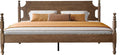 Solid Wood King Size Bed Frame with Headboard & Footboard, Platform Bed, Central Metal Legs, 12 Sturdy Slats, Under Bed Storage, Easy Assembly, Noise-Free & Anti-Slip, Barnwood Finish, ROK-30
