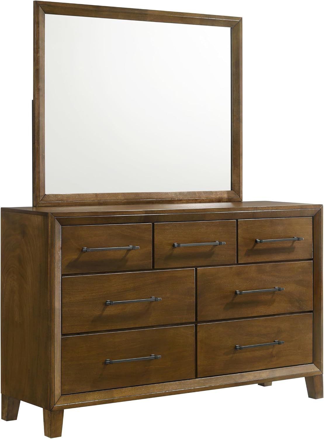 New Classic Furniture Ballard 4-Piece Wood King Bedroom Set with Nightstand, Walnut Brown
