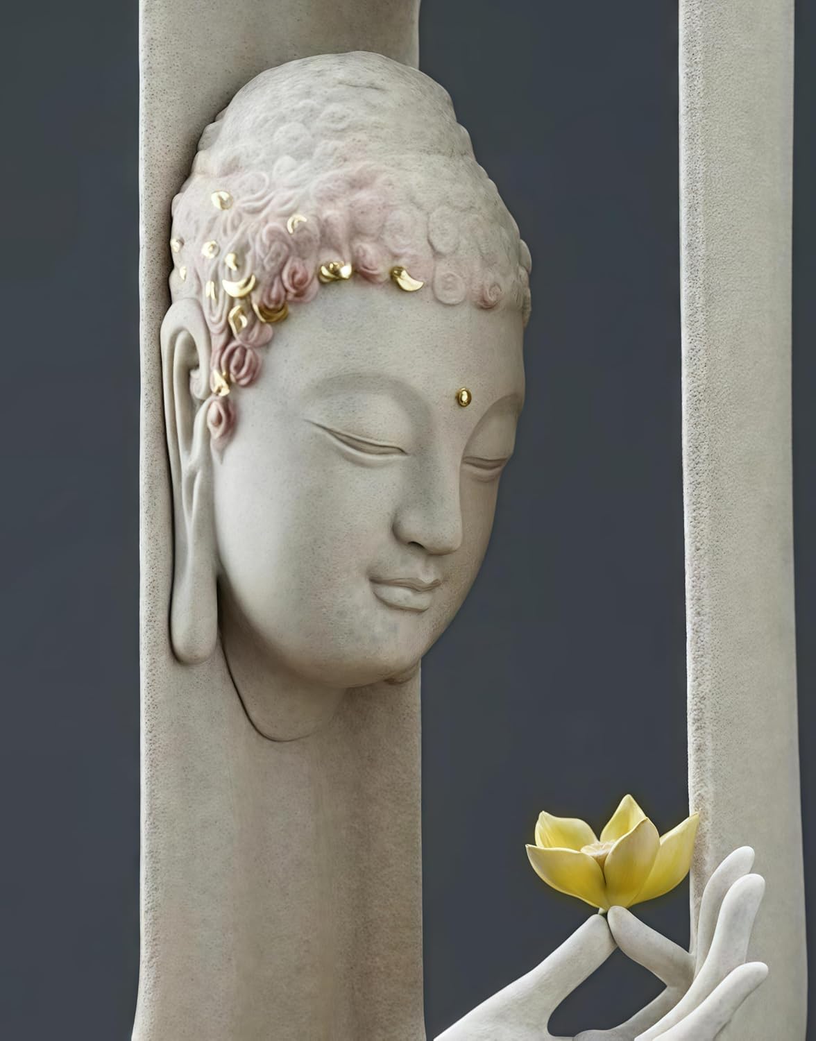 Tabletop Fountains, Buddha Water Fountain Indoor, Buddha Statue for Home - Buddha Statue Indoor/Outdoor, Buddha Decor & Gifts, Buddah, Buda, Budda, Buddhas, Chinese Decor & Gifts, Feng Shui (Grey)