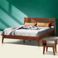 Acacia Callisto Queen Solid Wood Platform Bed Frame with Headboard – Gift Matching Nightstand Included, Mid-Century Modern, Walnut Finish, No Box Spring Needed, Sturdy, Easy Assembly