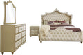 Coaster Home Furnishings Antonella Modern Classic 4-Piece Bedroom Set Velvet Upholstered California King Size Panel Bed Frame 79-inch Headboard Ivory and Camel 223521KW-S4