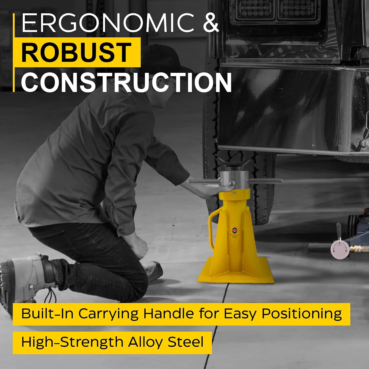 ESCO 20 Ton Swivel Screw Jack Stand - 10802 | Heavy Duty Adjustable Jack Stand for Trucks, Trailers, RVs & Equipment | 40,000 lbs Capacity | 16.5'–26.5' Height Range | Wide Steel Base for Stability