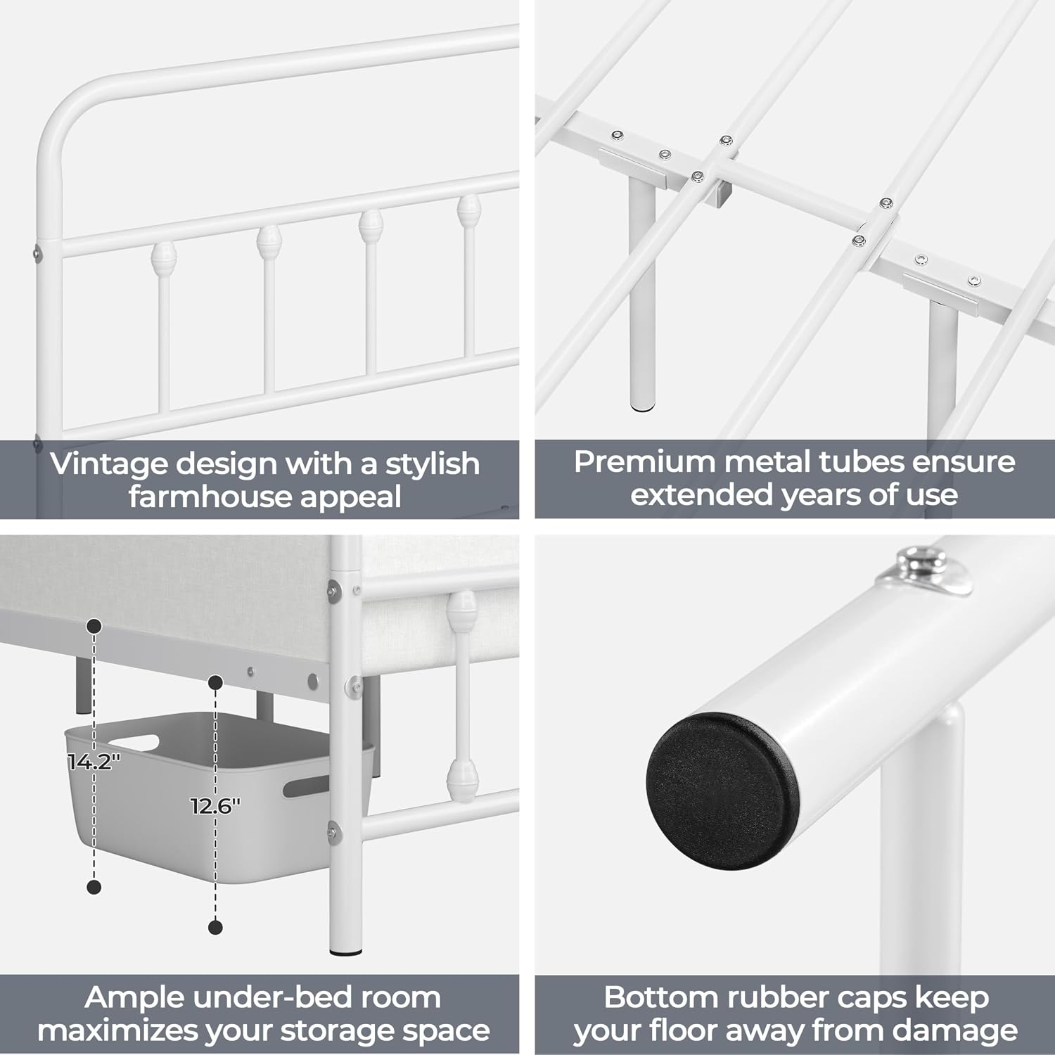Yaheetech Classic Metal Platform Bed Frame Mattress Foundation with Victorian Style Iron-Art Headboard/Footboard/Under Bed Storage/No Box Spring Needed/Full Size White