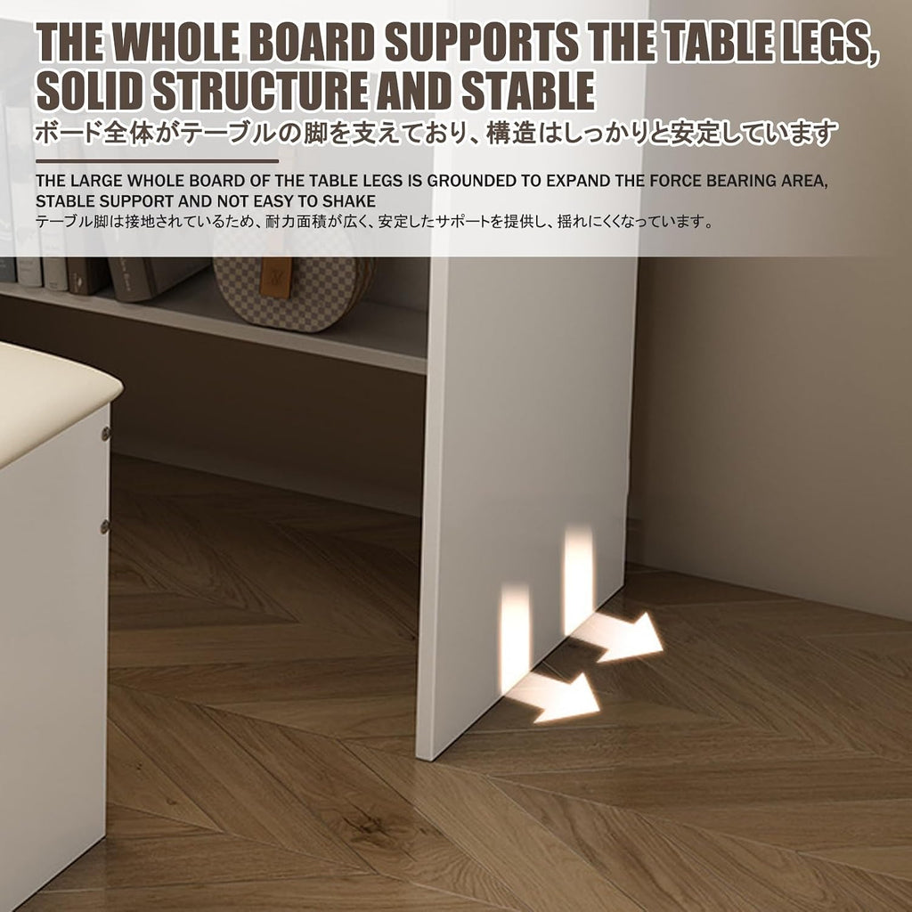 Makeup Desk，Vanity Table Set ，Vanity Benches，Set Cosmetics Dresser，Cabinets Vanity Table for Storing Items，Suitable for Small Spaces, Bedrooms, Dressing Rooms, Etc.(80 * 40 * 132cm)