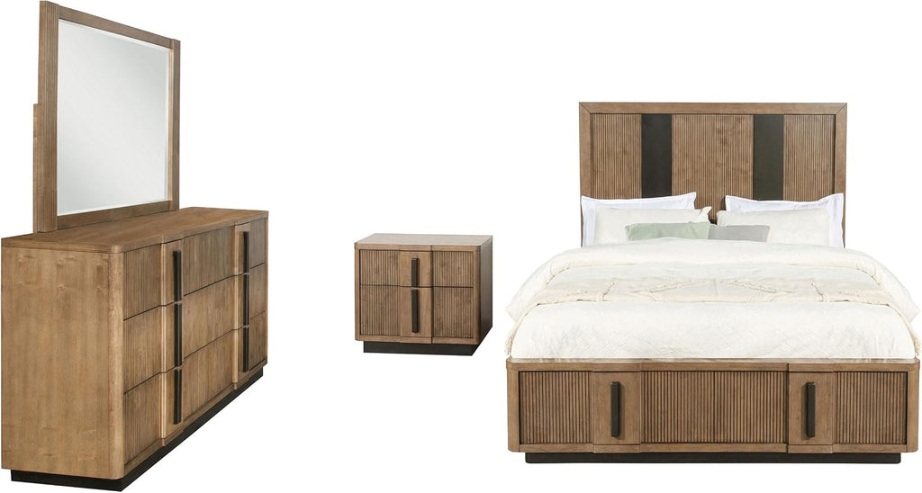 Coaster Home Furnishings Terrace Transitional 4-Piece Bedroom Set Eastern King Size Storage Panel Bed Frame 58-inch Headboard Ash Brown 224900KE-S4
