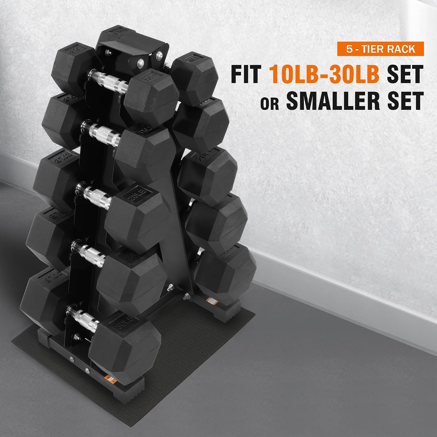 Fitvids Rubber Coated Hex Dumbbell Set with Storage Rack, 100/150/200/550 LB Hand Weight Set with Anti-Slip Grip for Home Gym