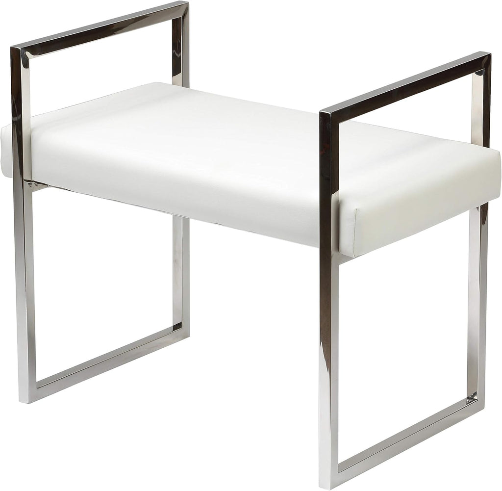 Cortesi Home Anna Contemporary Vinyl Bench, 24.75' Wide, White