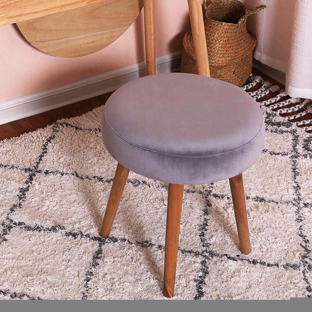 BTZHY Vanity Chair,Home Creative Makeup Stool with Solid Wood Frame Small Bench Velvet Upholstered Footstool Round Pouffes Chair Sitting